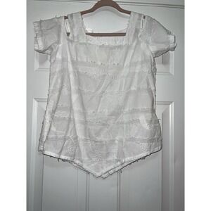 ANTHONYS‎ RESORT WEAR Asymmetrical White Tunic Cold shoulder Top